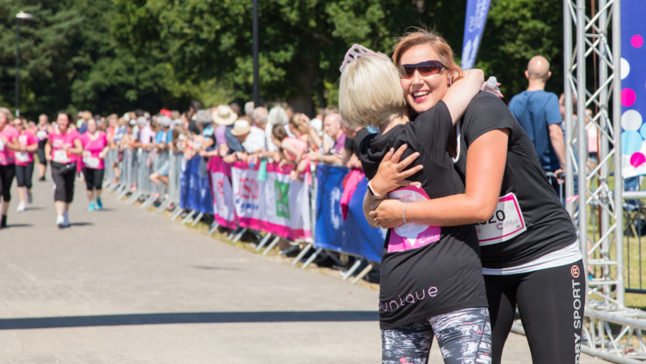 finish line hugging